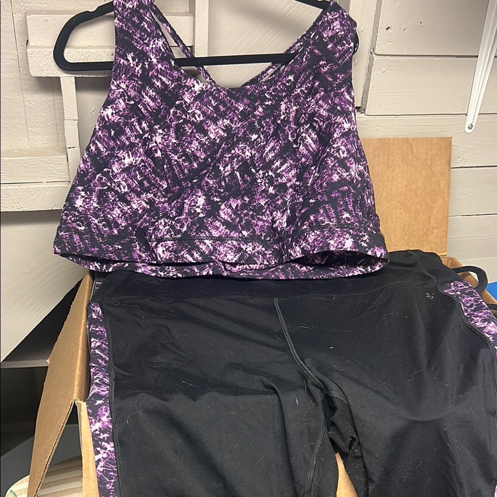 Torrid Purple and Black Sports Bra and Leggings Set